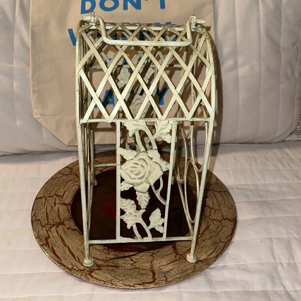 Vintage Shabby Chic Mint Green Wine Rack 5 Bottle Holder